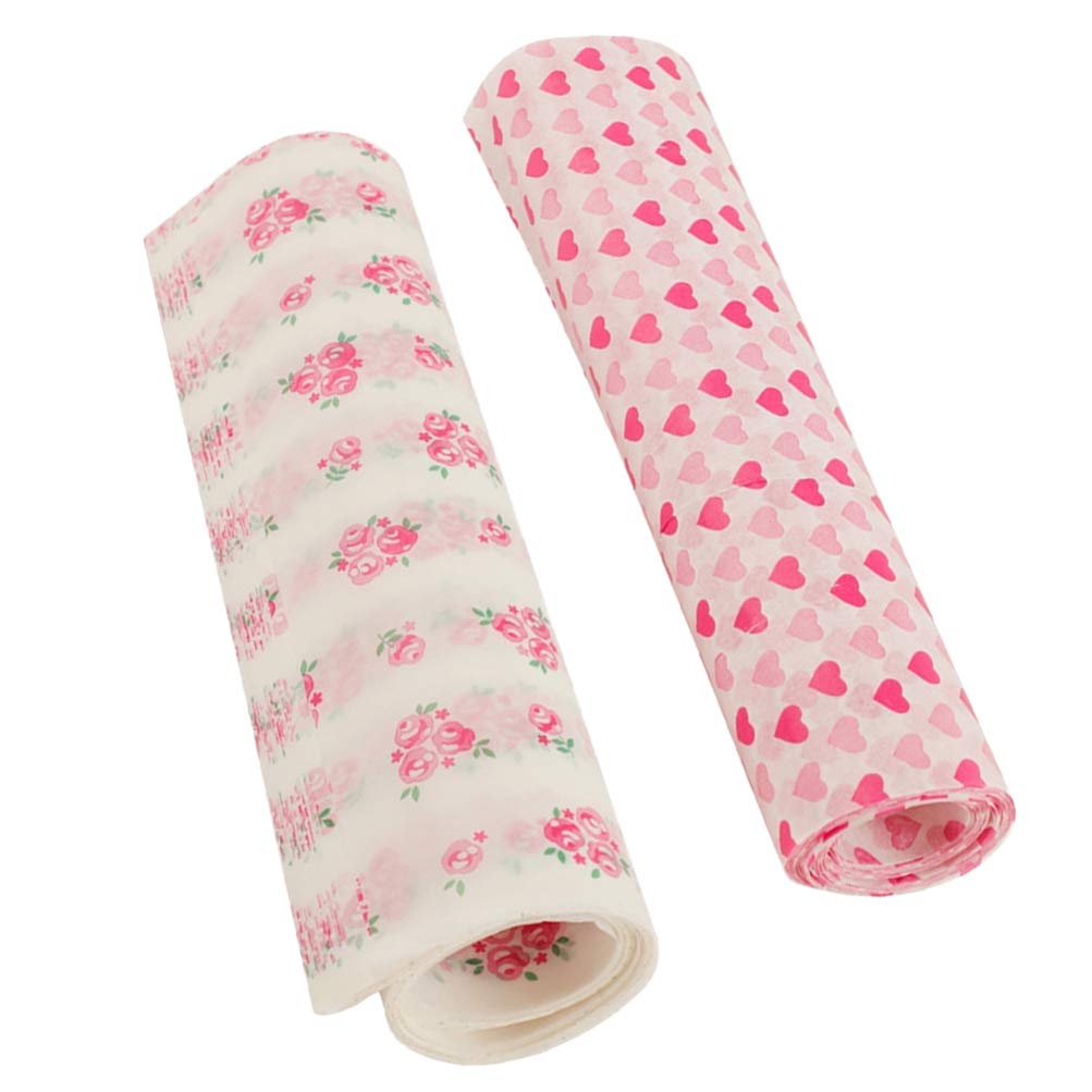 Eco-Friendly Reusable Beeswax Food Wraps - 2 Rolls (100pcs) for Sandwich, Cheese, Fruit & Bread Storage | Sustainable Food Preservation | Perfect for Picnics, Lunch Boxes & Zero-Waste Kitchens (Rose/Heart Pattern)