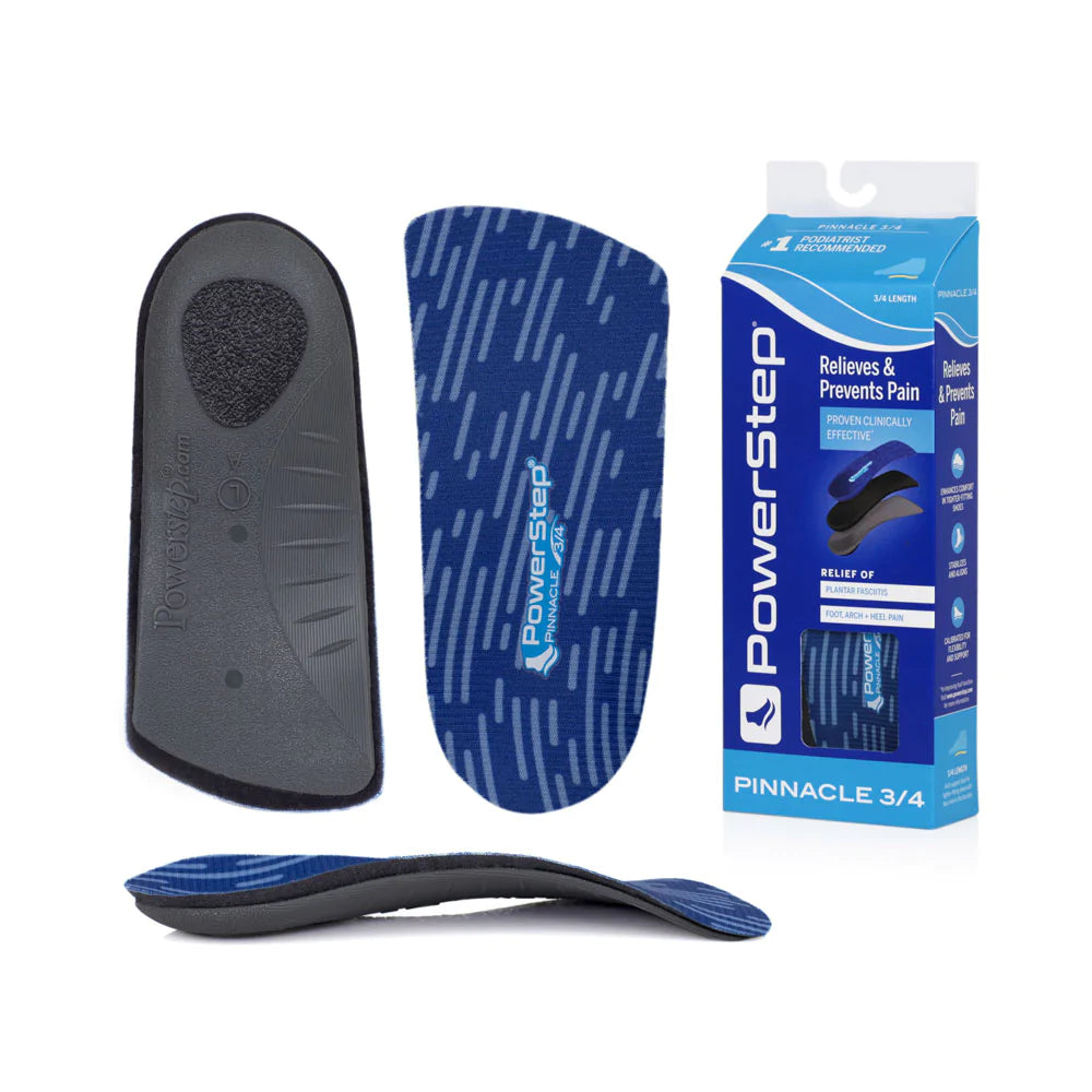 PowerStep Pinnacle 3/4 Length Orthotic Shoe Insoles - Arch Support for Plantar Fasciitis & Heel Pain Relief - Perfect for Running, Walking & Work Shoes