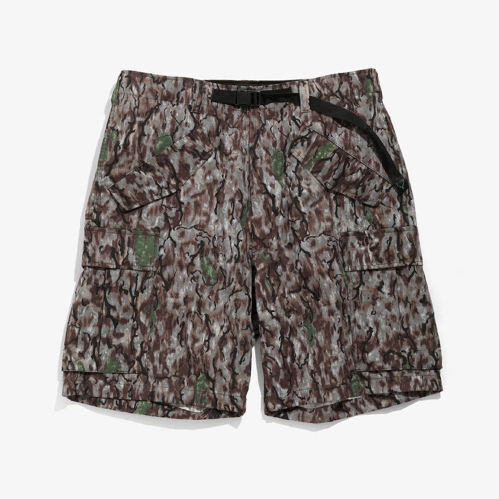 Men's Belted BDU Shorts - Cotton Ripstop Fabric, S2W8 Horn Camo Pattern - Military Tactical Shorts for Outdoor Hunting & Airsoft