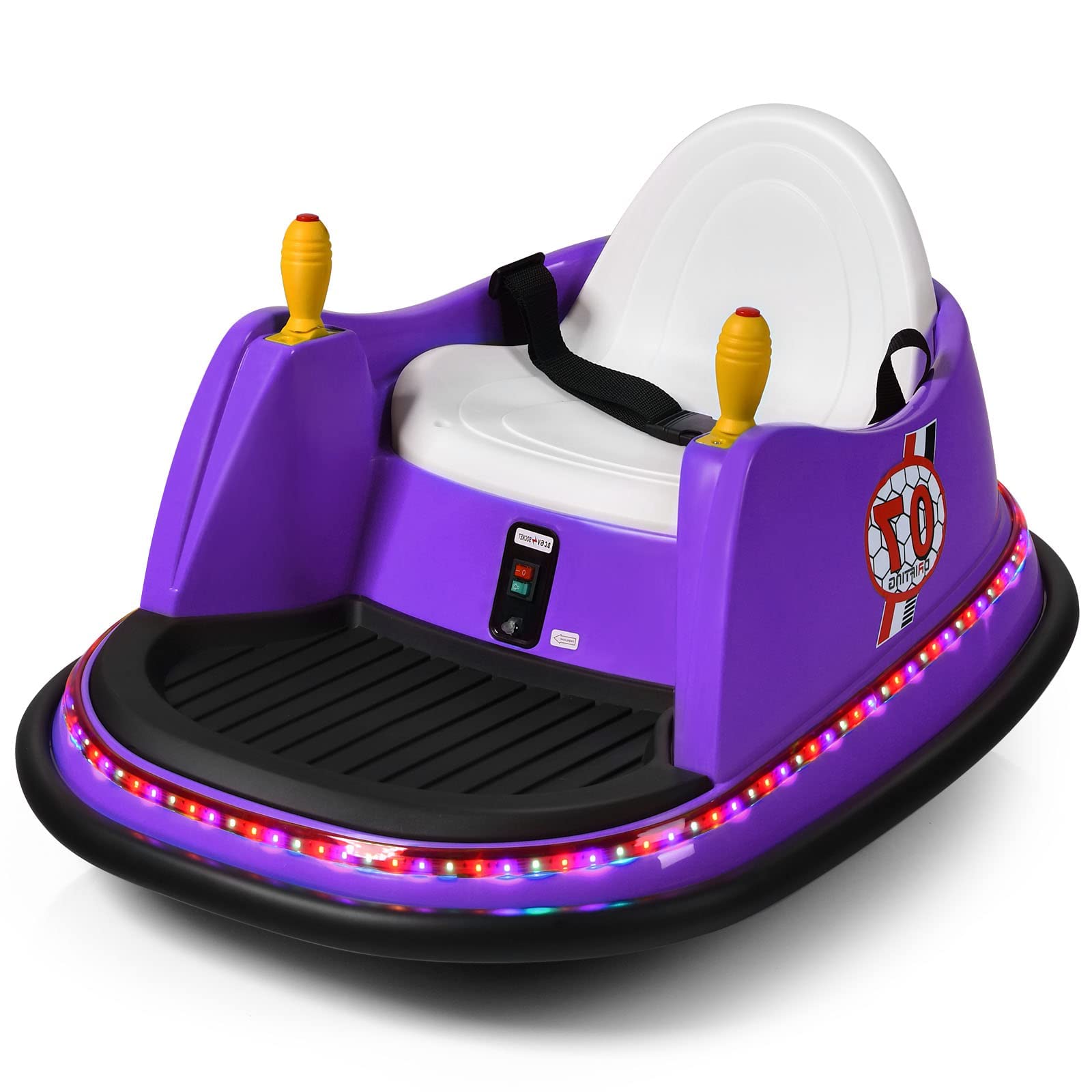 HONEY JOY 6V Battery Powered Bumper Car for Kids - Remote Control Ride On Toy with Dual Joysticks, Flashing LED Lights & 360° Spin - Electric Vehicle Gift for Boys & Girls (Purple) - Perfect for Indoor Playrooms, Birthday Parties & Backyard Fun