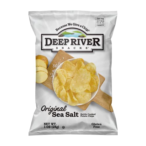 Deep River Snacks Original Sea Salt Kettle Cooked Potato Chips - 80 Count (1oz Bags) | Crunchy Gluten-Free Snacks for Parties, Picnics & Lunch Boxes | Non-GMO Kosher Snack Chips