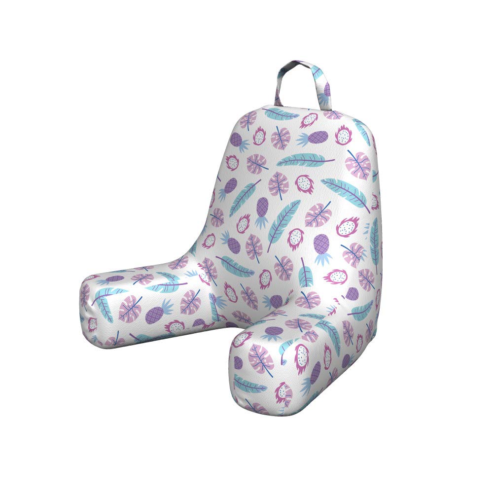 Ambesonne Dragon Reading Pillow Cover - Tropical Pineapple & Feather Pattern, Soft Fabric Unstuffed Bed Rest Case, Small Size in Pale Pink & Blue | Perfect for Reading Nook, Bedroom Decor, Cozy Gift Idea