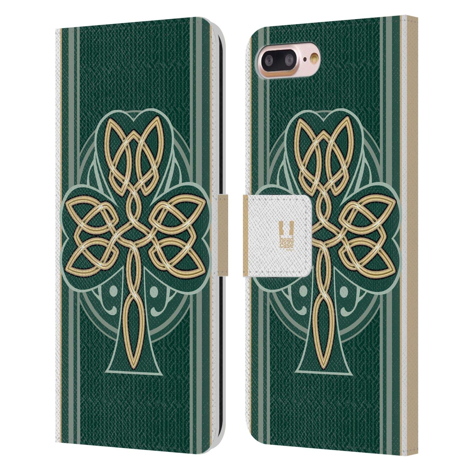 Head Case Designs Dara Knot Celtic Shamrock Leather Book Wallet Case for Apple iPhone 7 Plus/8 Plus - Perfect for Protection & Style | Ideal for Work, Travel & Daily Use