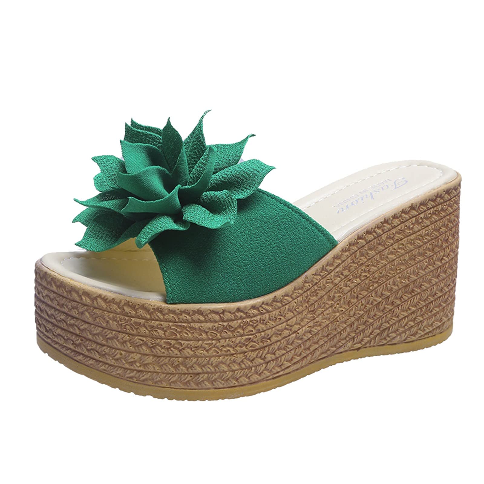 Women's Summer Beach Slippers - Fashion Wedge Heel Sandals with Thick Sole & Sparkly Flower Design | Perfect for Vacation, Poolside, and Outdoor Parties
