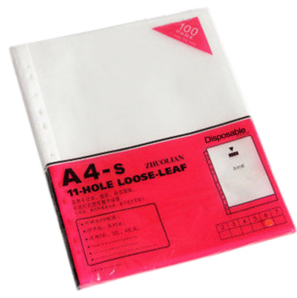 11 Holes Clear Poly Sheet Protectors - 100 Pack, 8.6