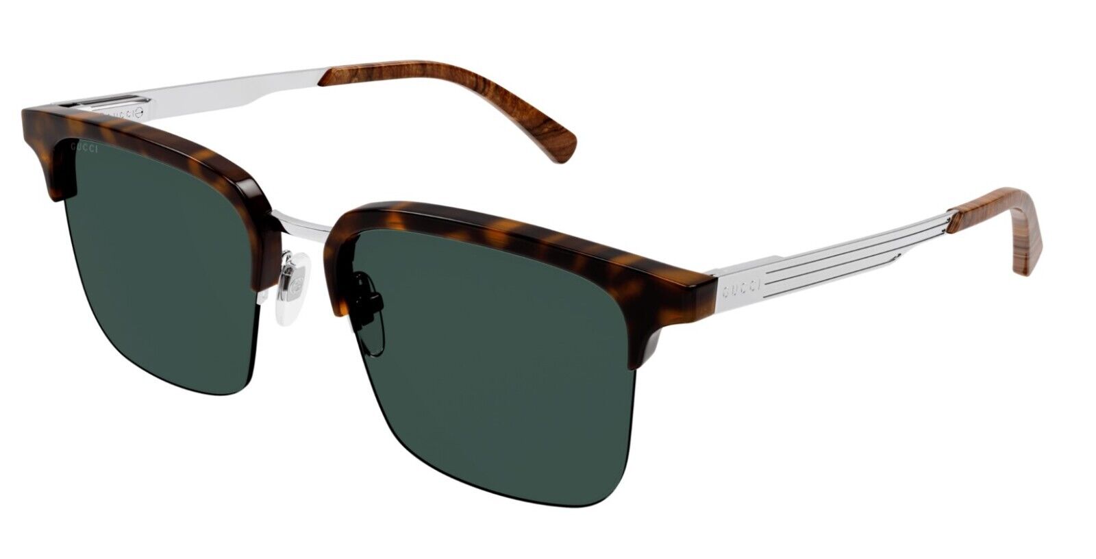Gucci GG1226S 003 Havana/Green Browline Sunglasses for Men - UV Protection, Retro Style, Luxury Fashion Accessory for Summer, Beach, Driving & Outdoor Activities