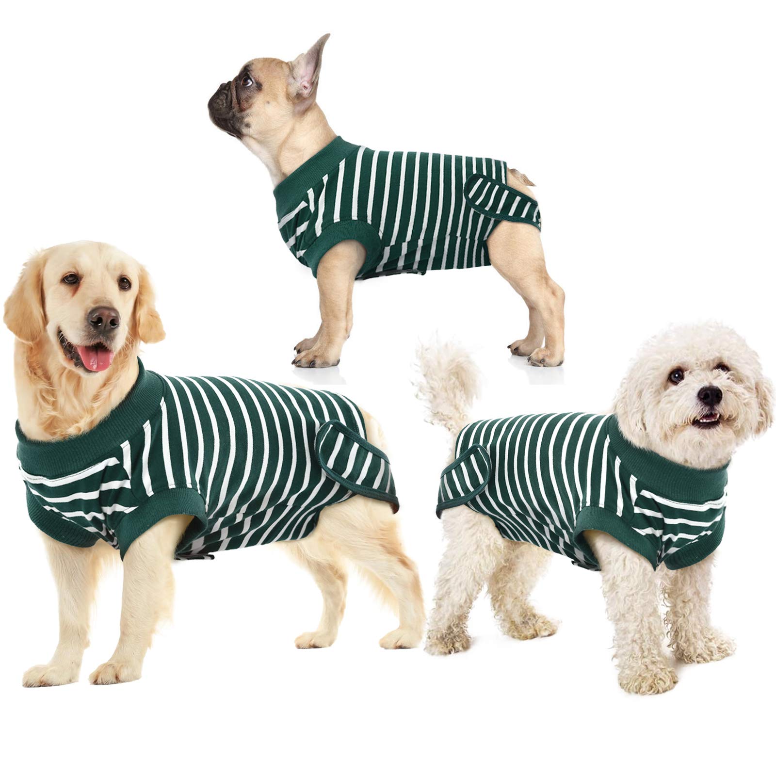 Post-Surgery Recovery Suit for Dogs - Soft Snuggly Vest Alternative to E-Collar - Anti-Licking Wound Protection for Spay/Neuter & Abdominal Surgery - Adjustable Onesie for Male & Female Puppies (Striped Design) - Perfect for Post-Op Care, Wound Healing & Comfort at Home