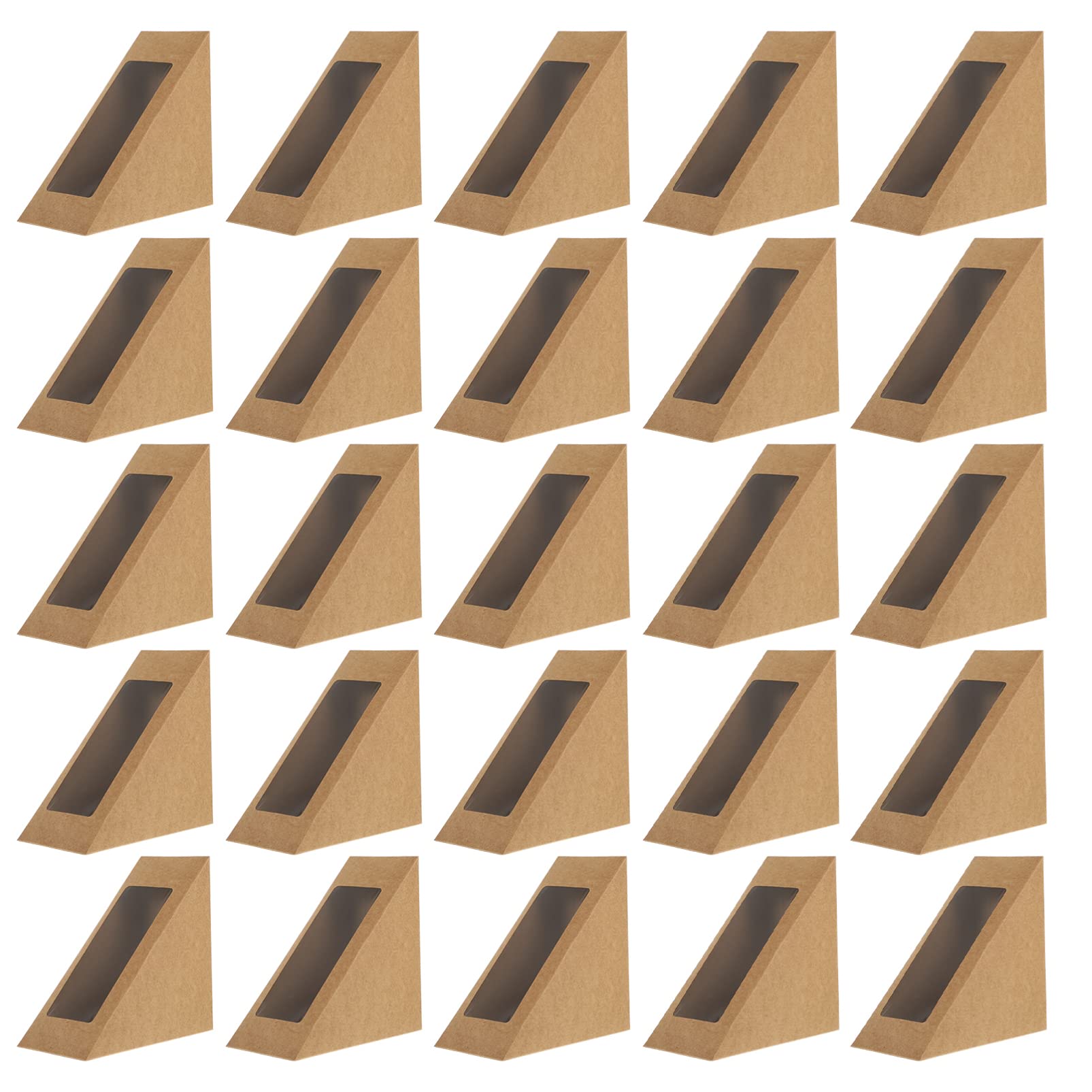 DOITOOL 50 Pcs Triangular Sandwich Boxes with Window - Eco-Friendly Takeout Containers for Cakes, Pastries, Candies & Party Snacks | Perfect for Picnics, Catering & Bakery Packaging