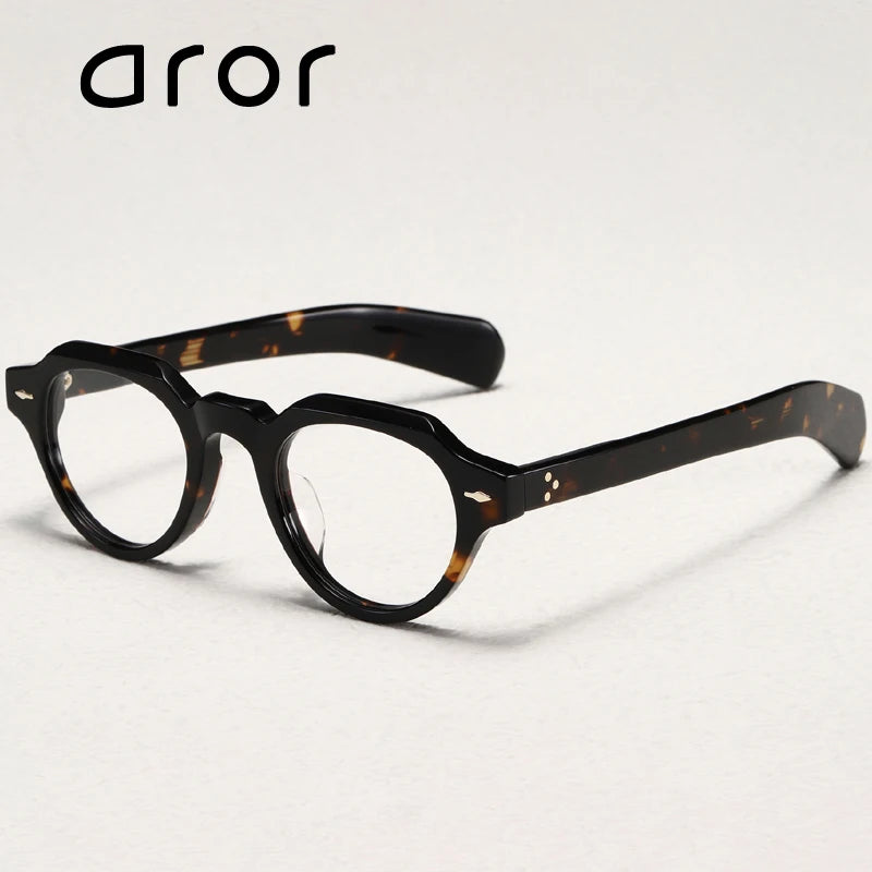 Unisex Full Rim Flat Top Round Thick Acetate Eyeglasses 409139 - Stylish & Durable Eyewear for Men & Women - Perfect for Reading, Work, and Fashion Accessories