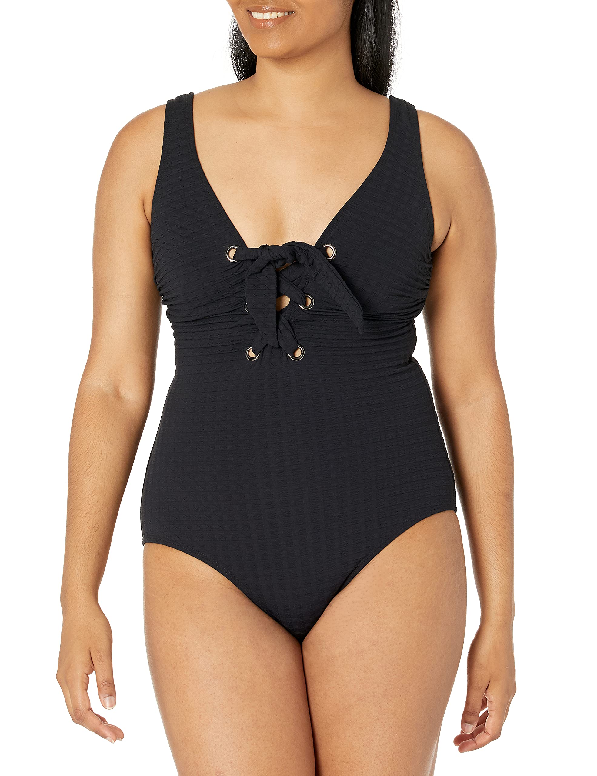 Shoshanna Women's Classic Lace-Up One-Piece Swimsuit - Stylish & Comfortable Bathing Suit for Beach, Pool & Vacation | Perfect for Summer Swimwear & Water Activities