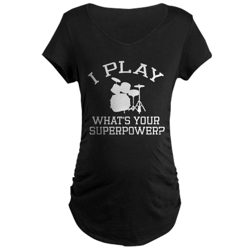 Funny I Play Drums Maternity T-Shirt - Dark Cotton Maternity Tee for Pregnant Women | Perfect for Music Lovers, Baby Showers & Pregnancy Announcements