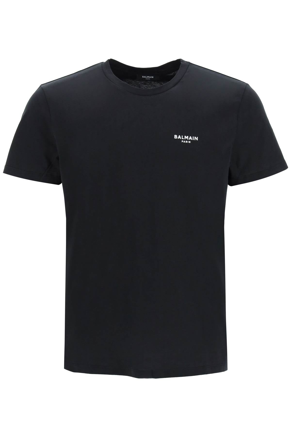 Balmain Mini Flocked Logo T-Shirt for Women - Luxury Cotton Tee with Embroidered Branding - Perfect for Casual Wear, Parties & Street Style