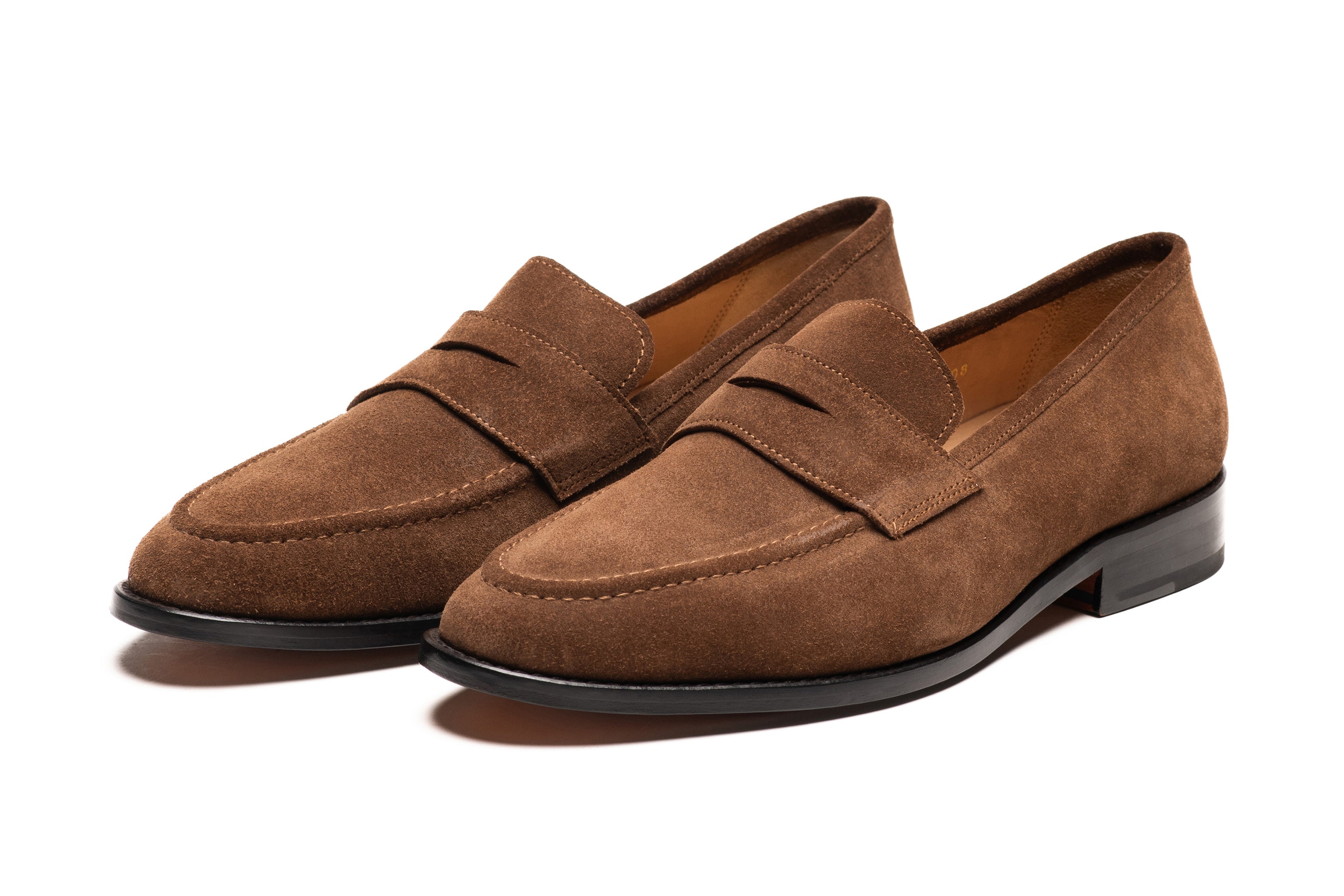 Premium Cognac Suede Penny Loafers for Men - Classic Comfortable Slip-On Dress Shoes for Business, Casual & Office Wear