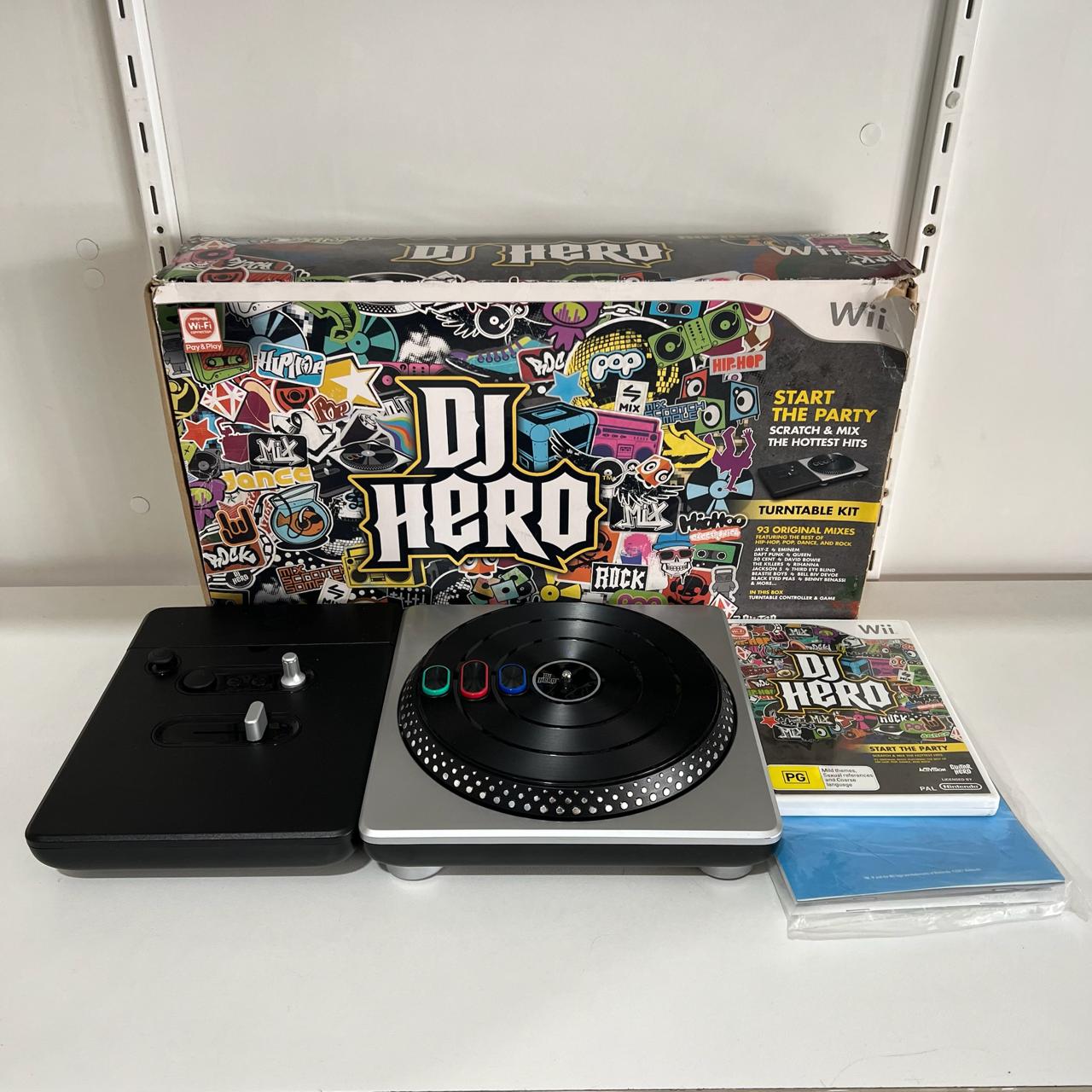 DJ Hero Turntable Controller Bundle with Game for Nintendo Wii - Complete Boxed Set - Perfect for Music Gaming Parties & DJ Simulation Fun
