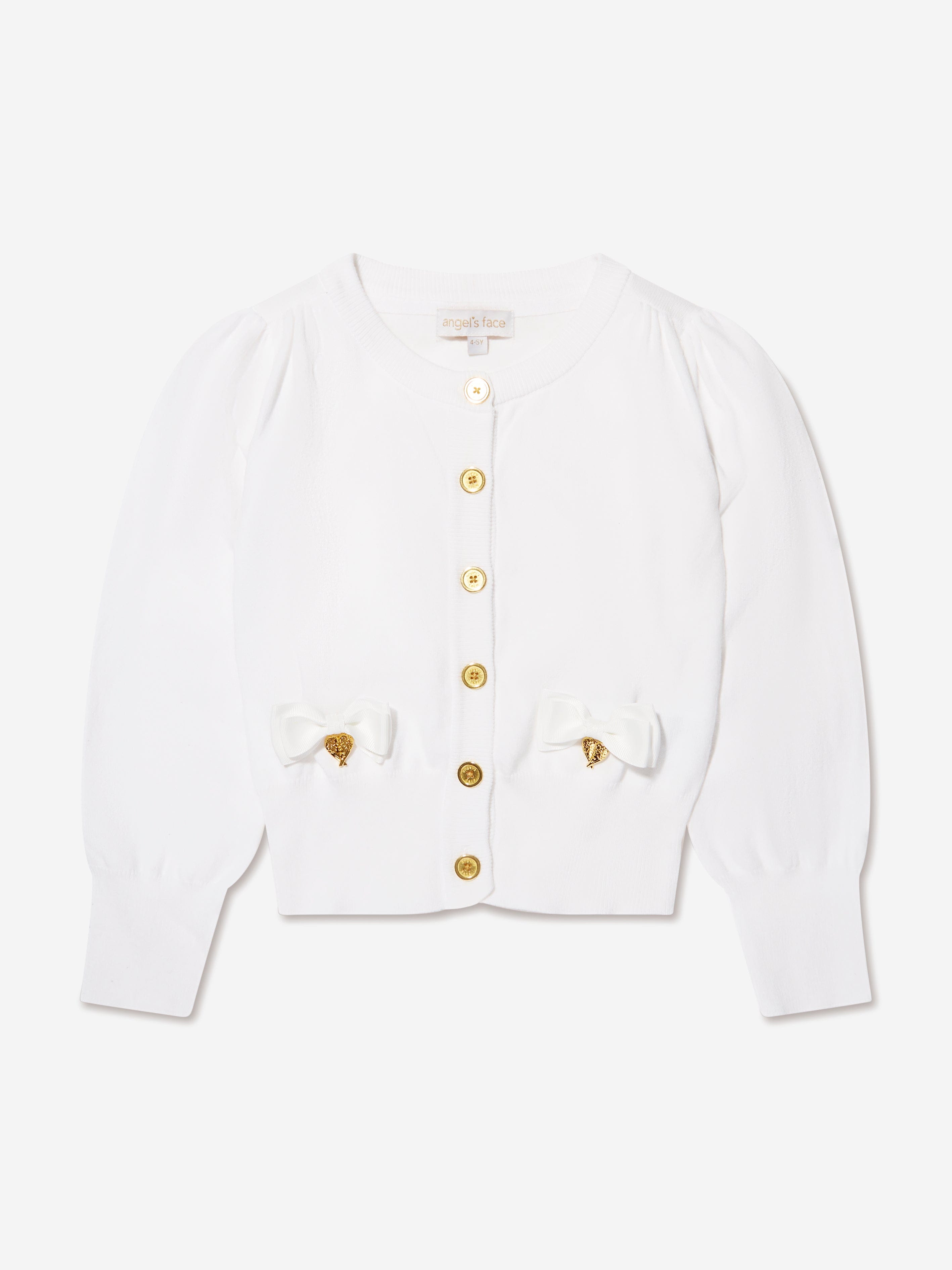 Angels Face Girls Nicolette Cardigan in White - Soft Knit Sweater for Toddlers & Kids - Perfect for School, Church & Family Photos