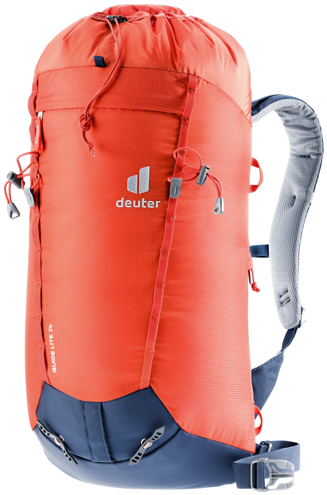 Deuter Guide Lite 24L Unisex Hiking Backpack - Lightweight Alpine Climbing Pack for Men & Women (Papaya-Navy) - Perfect for Day Hikes, Camping & Outdoor Adventures