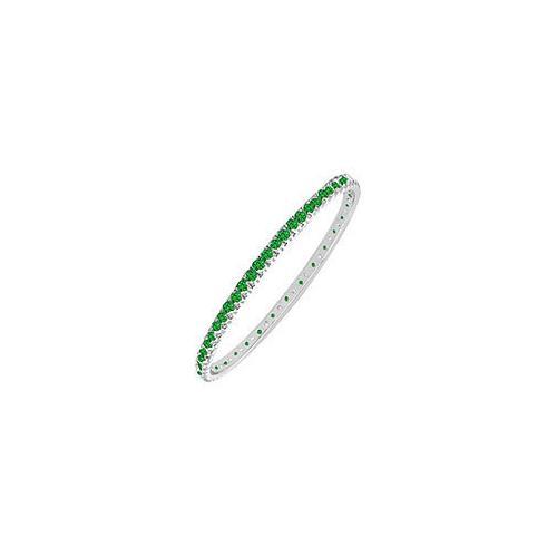 14K White Gold Emerald Eternity Bangle - 2.00 CT TGW Elegant Jewelry for Women, Perfect for Weddings, Anniversaries & Special Occasions