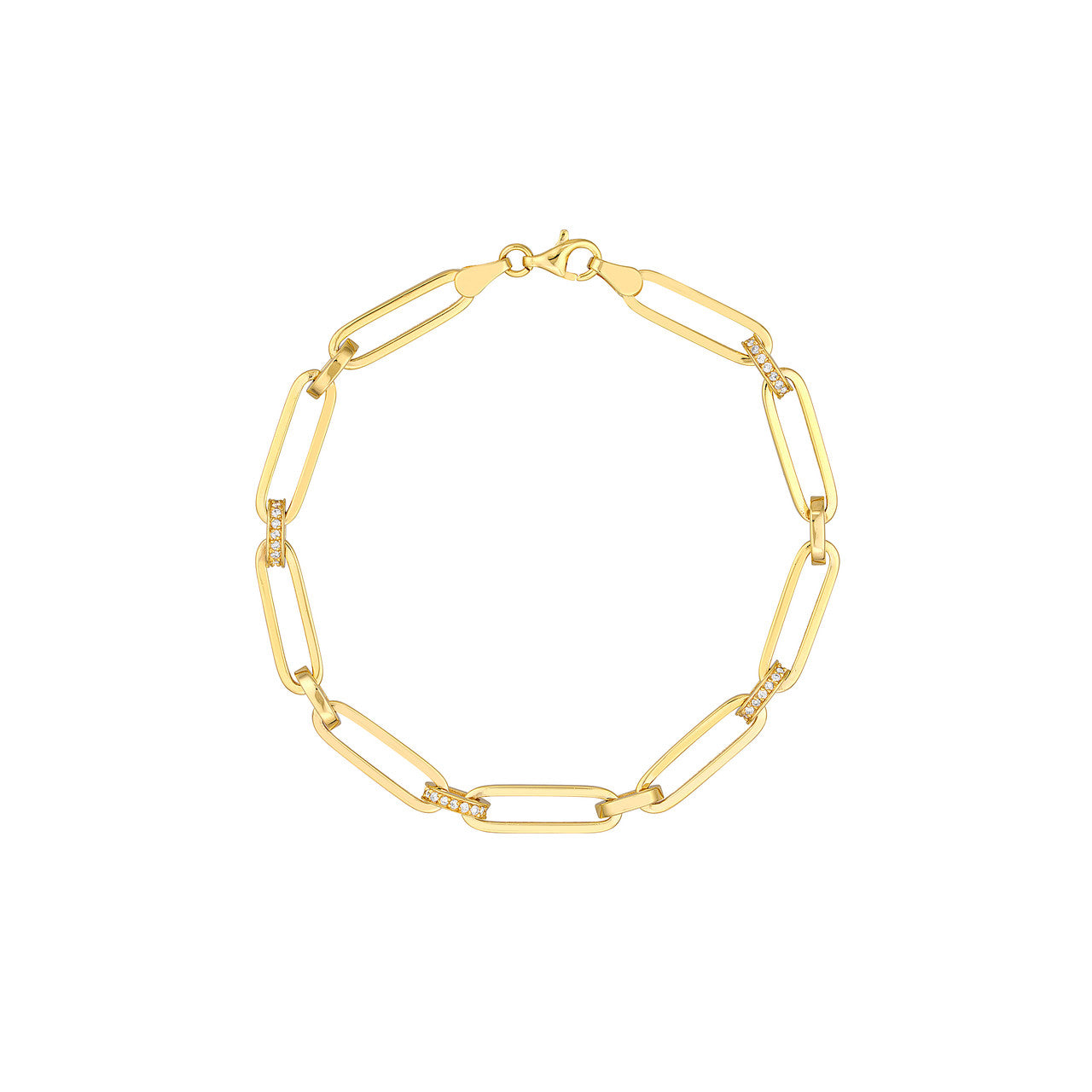 14K Yellow Gold Diamond Pavé Paperclip Chain Bracelet for Women - Elegant Stackable Jewelry for Everyday Wear & Special Occasions