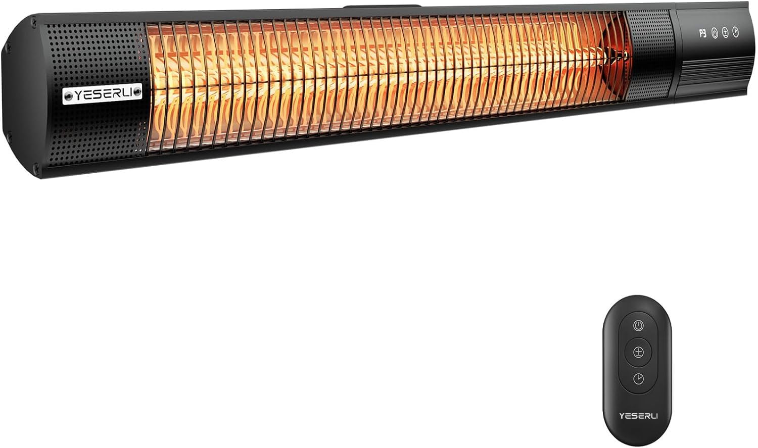YESERLl 1500W Electric Patio Heater with Remote Control - 3 Power Settings, Wall Mounted Carbon Infrared Outdoor Heater, Fast Heating, Quiet Operation, IP55 Waterproof & 24H Timer - Perfect for Patio, Deck, Garden, and Snowy Outdoor Gatherings