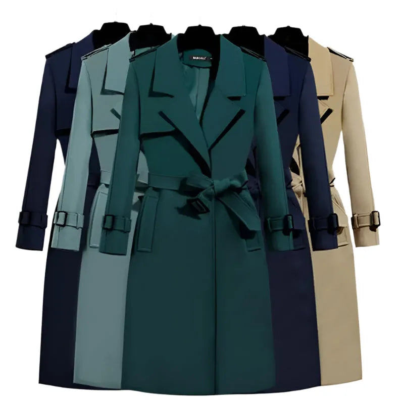 London Vibes Women's Trench Coat - Classic Waterproof Long Coat with Belt for Fall & Winter | Perfect for Office, Travel & City Fashion