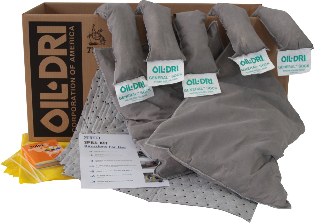 Oil-Dri L90410R 20-Gallon Universal Spill Kit Refill - Absorbent Pads & Socks for Industrial & Garage Oil Leak Cleanup