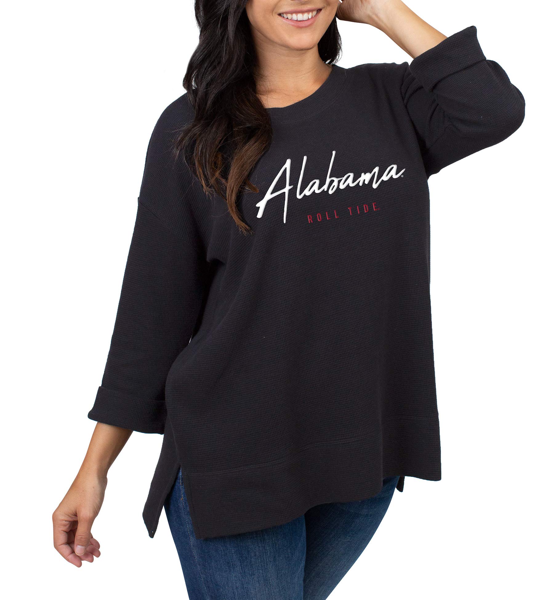 UG Apparel Women's Waffle Boat Neck Long Sleeve T-Shirt - Soft Thermal Knit Top for Fall & Winter Layering