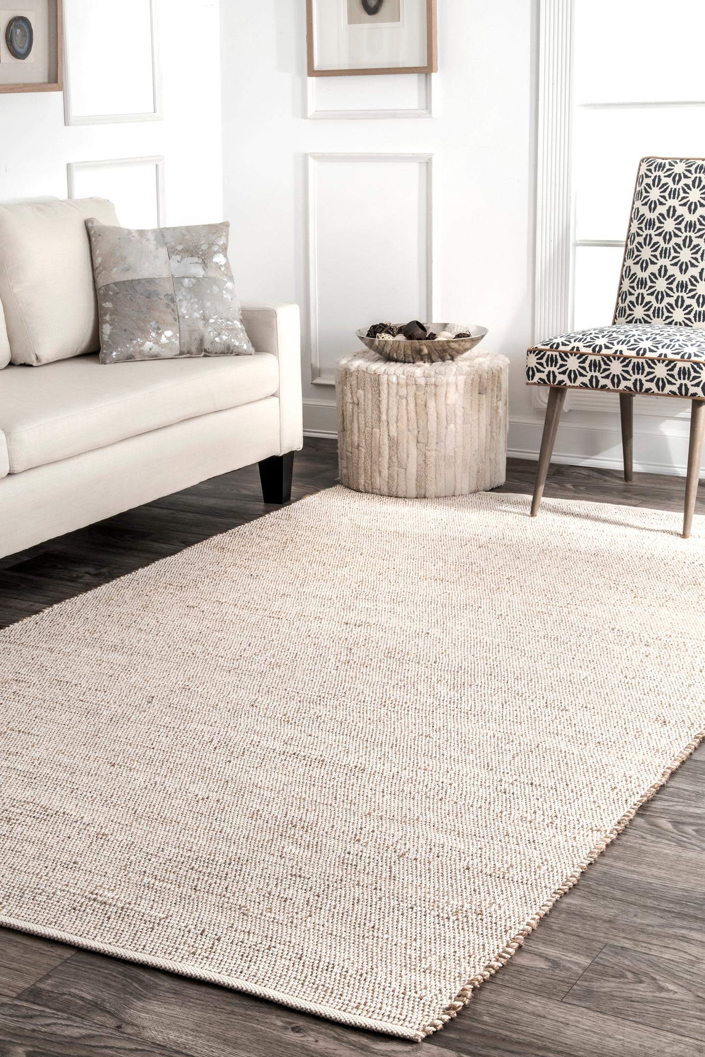 nuLOOM 8' x 8' Square Natural Jute Area Rug - Perfect for Living Room, Bedroom & Home Decor