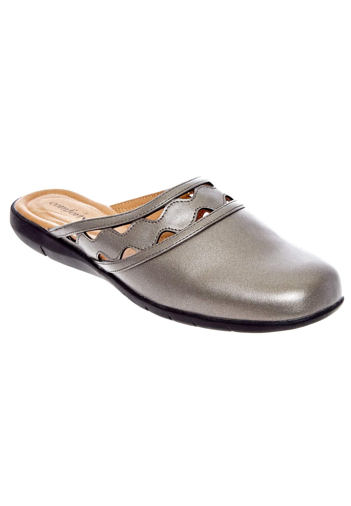 Comfortview Women's Wide Width The McKenna Mule - Slip On House Shoes for Wide Feet, Comfortable Indoor & Outdoor Slippers for Women with Arch Support - Perfect for Home, Office, and Relaxation