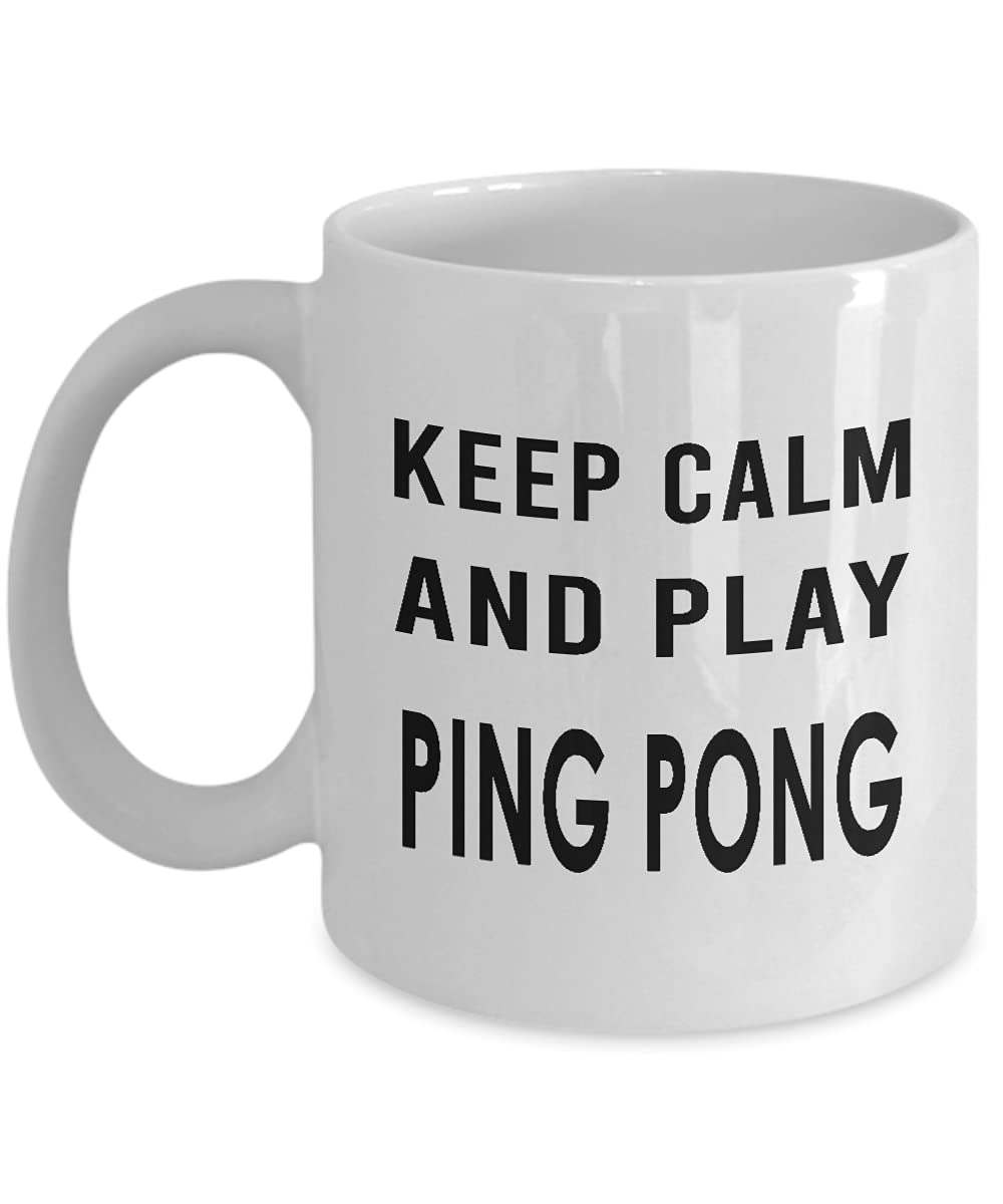 11oz Ping Pong Themed Coffee Mug - Funny Novelty Gift for Table Tennis Players & Enthusiasts - Perfect for Office, Home & Sports Events - Keep Calm and Play