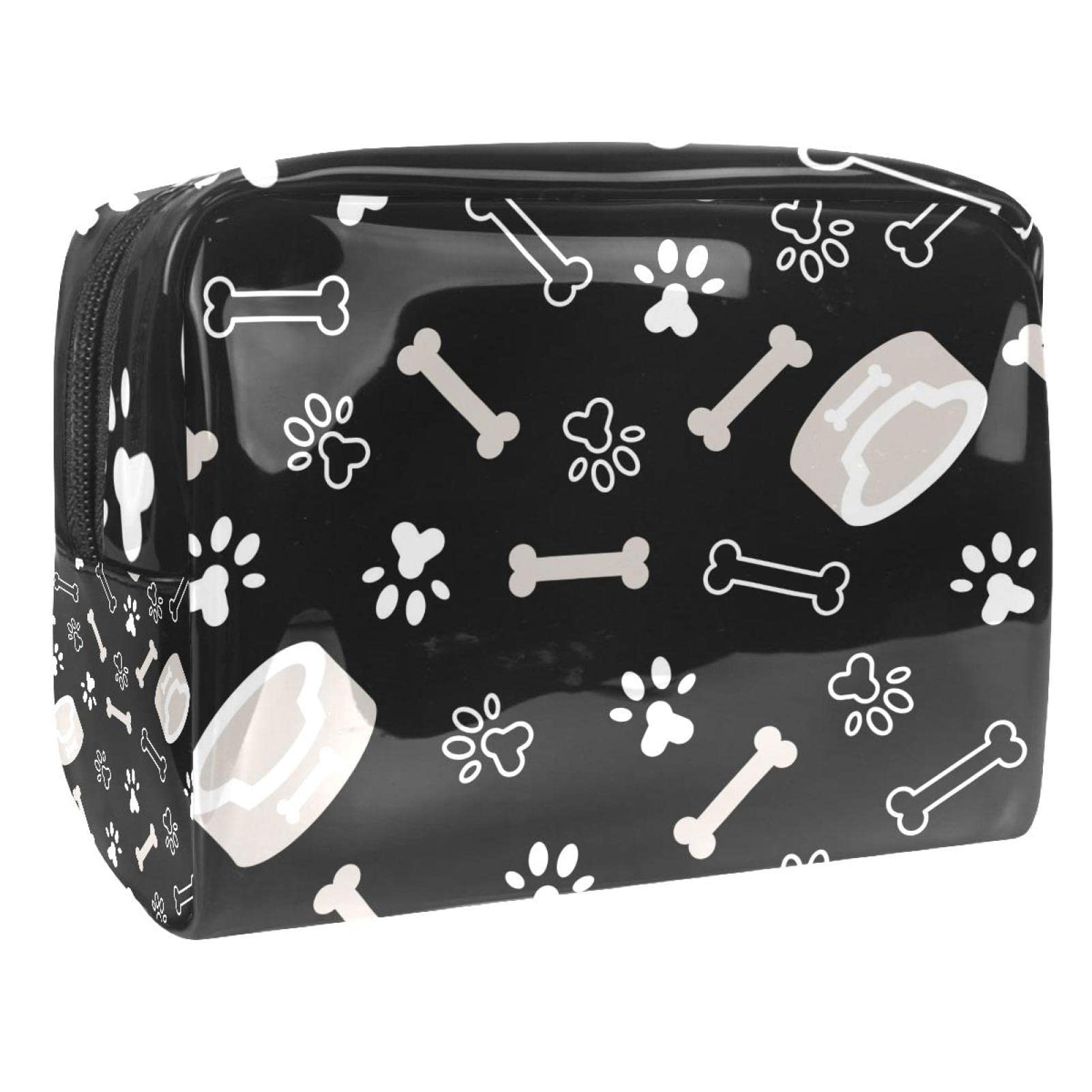 Waterproof Travel Makeup Bag with Zipper - Cute Dog Bone & Paw Print Design - Perfect for Cosmetics, Toiletries, and Travel Essentials | Great for Gym, Vacation, and Daily Organization