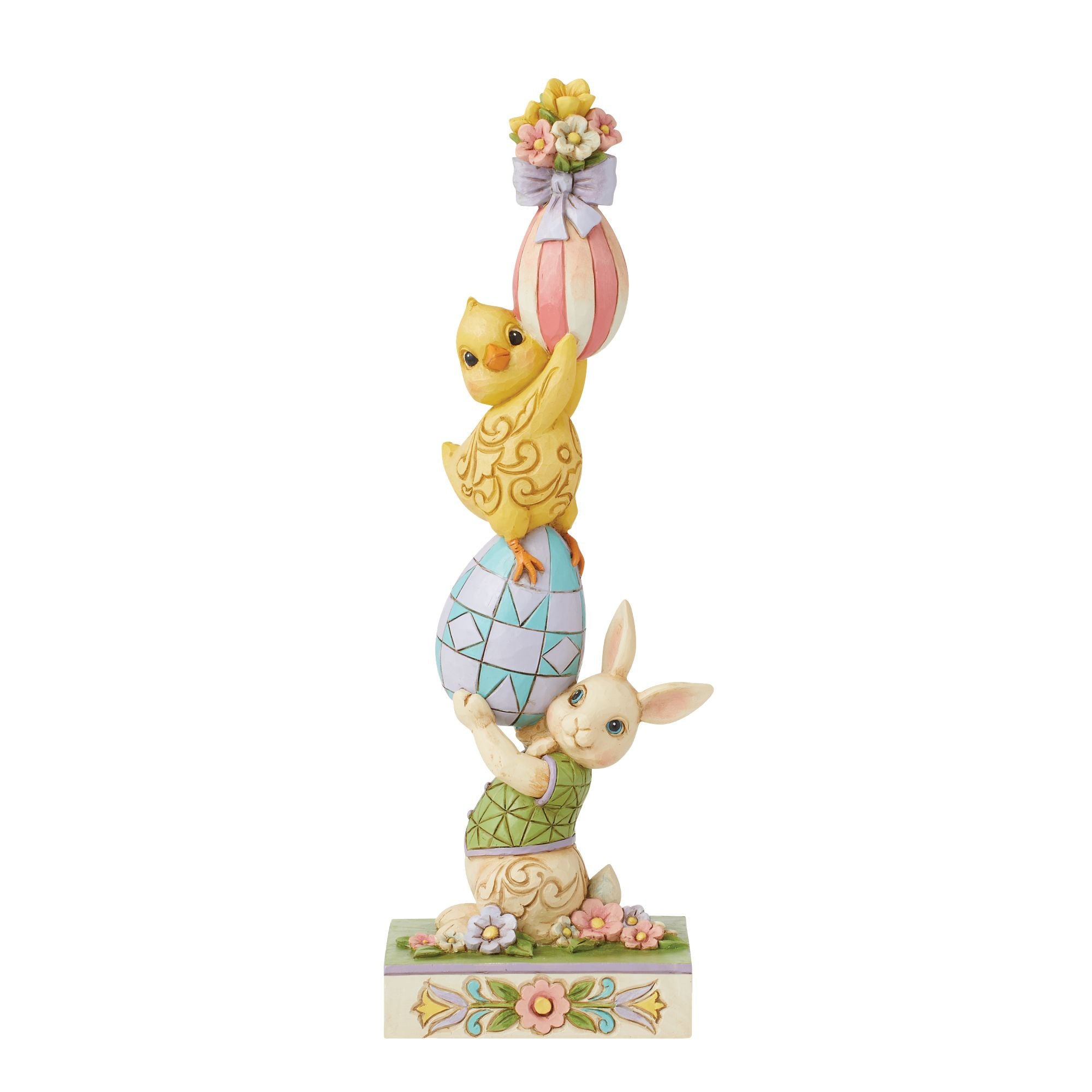 Easter Bunny and Eggs Stacked Figurine Set - Cute Home Decor for Easter, Spring & Holiday Tabletop Display - Perfect for Easter Basket Fillers, Party Favors & Seasonal Decorations