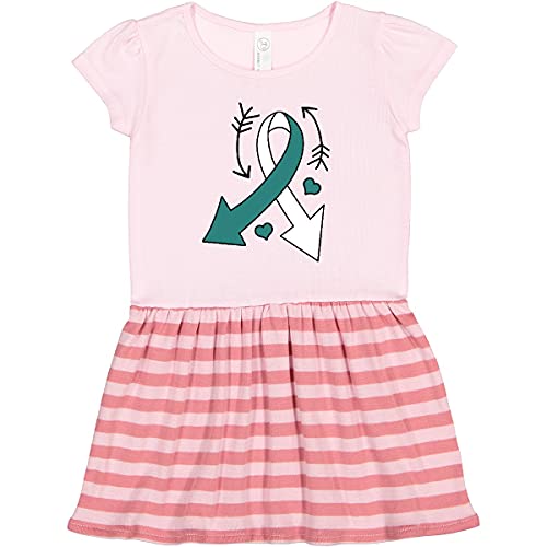 Inktastic Teal and White Ribbon with Arrows Toddler Dress for Cervical Cancer Awareness - Perfect for Fundraisers, Support Events & Everyday Wear