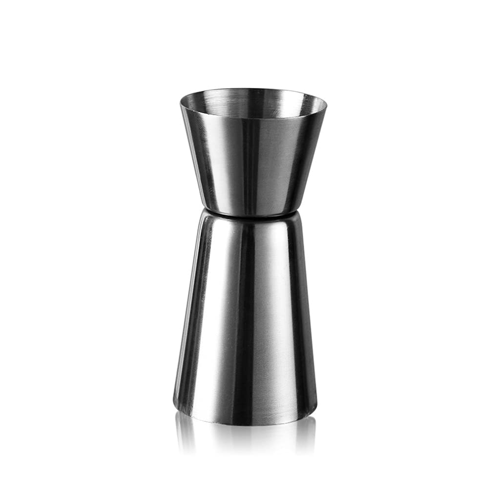 GANFANREN 15/30ml & 25/50ml Stainless Steel Cocktail Shaker Measure Cup - Dual Measurement Shot Jigger for Bartending, Mixing Drinks, and Home Bar Use - Perfect for Cocktails, Spirits, and Kitchen Measuring (25ml & 50ml)