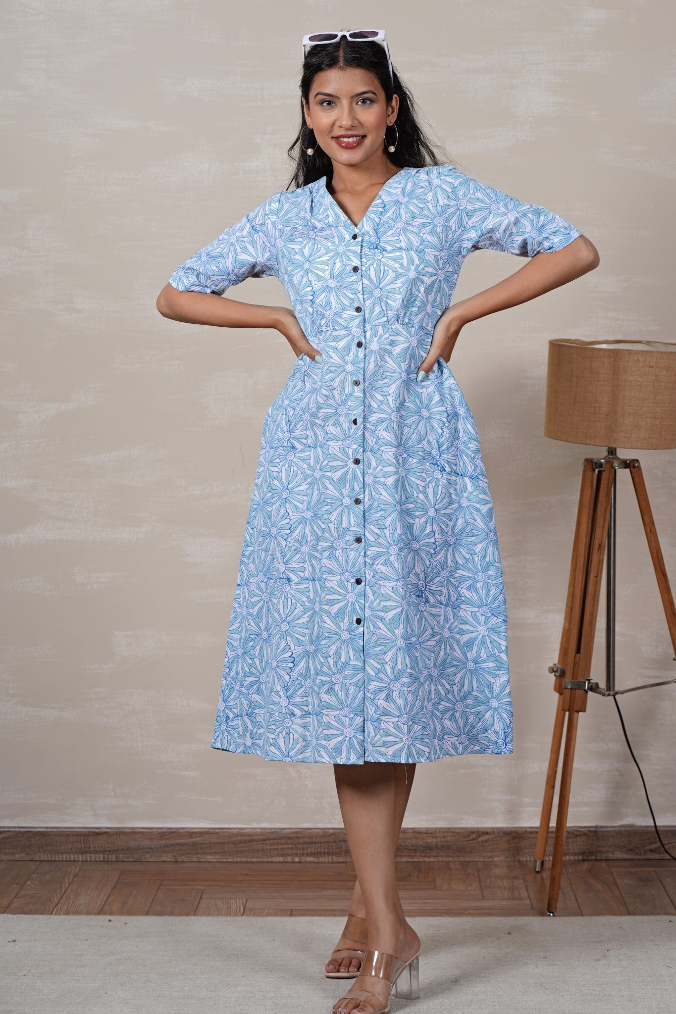 **Cinderella Hand Block Printed Dress – Bohemian Floral Maxi Dress for Women | Perfect for Beach, Vacation & Summer Outfits**