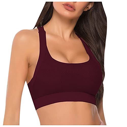 Women's Sports Bra - Seamless Yoga Bra with Adjustable Straps & Steel Back Support for Running, Gym, Workout & Lounge (Wine Red, Size S) - Perfect for High-Impact Exercise & Everyday Comfort