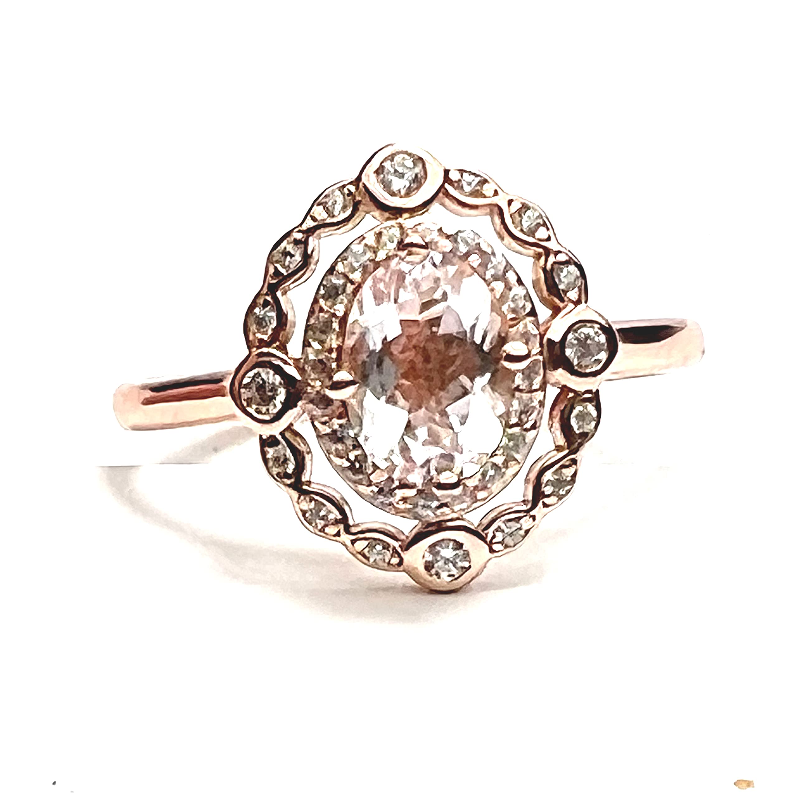 Natural Morganite Engagement Ring 14k Rose Gold Vermeil - Beryl Gemstone Jewelry for Women, Bridal, Wedding, Anniversary Gift | Perfect for Proposals, Romantic Occasions & Special Celebrations