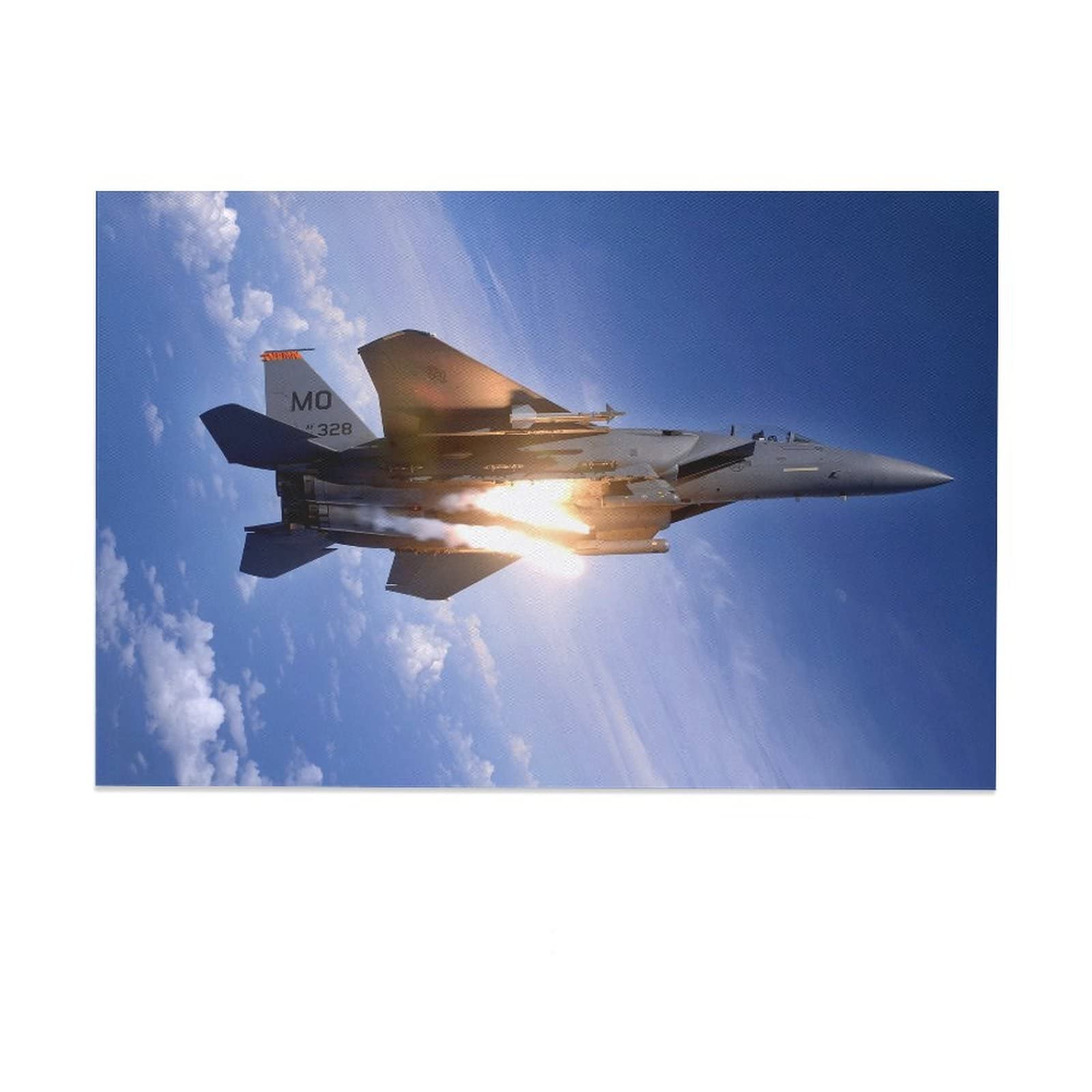 McDonnell Douglas F-15 Eagle Military Aircraft Canvas Wall Art Print - 8x12 Inch Framed Poster for Home & Office Decor - Perfect for Living Room, Bedroom, Man Cave or Aviation Enthusiast Gift