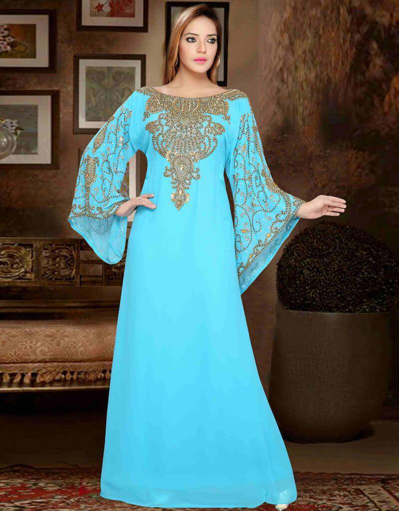 Elegant Embroidered Kaftan Dress with Boat Neckline - Perfect for Beach Vacations, Summer Parties, and Boho Fashion