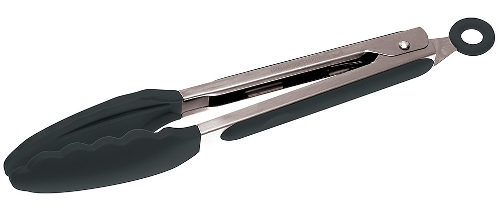 Sambonet Leaf-Shaped Serving Tongs - High-Temperature Resistant Silicone Kitchen Utensils (-40°C to +200°C), Dishwasher Safe, Black, 23 cm - Perfect for Salad, Pasta & Buffet Serving