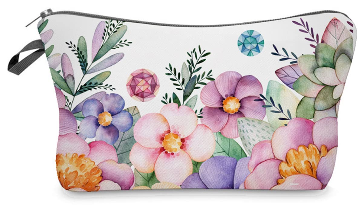 FAVORTALK Floral Cosmetic Bag for Women - Waterproof Travel Makeup Pouch with Zipper, Portable Toiletry Organizer for Girls | Perfect for Travel, Gym & Daily Use