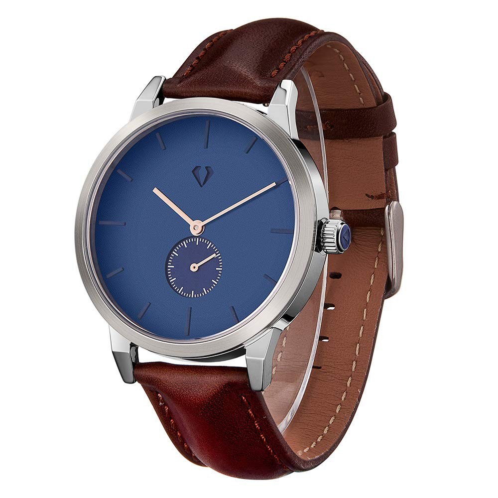 SURVAN Men's Luxury Watch - Swiss Quartz Movement, Sapphire Crystal, Stainless Steel Case & Genuine Leather Strap - Elegant Dress Watch for Business, Formal & Casual Wear