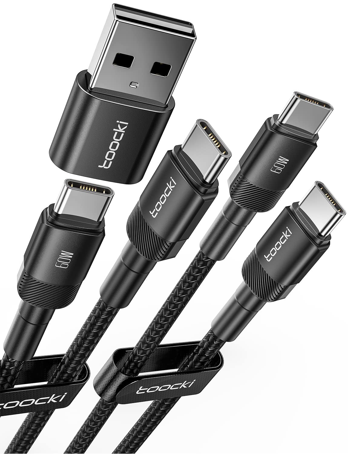 60W USB C Fast Charger Cable [6.6FT, 2-Pack] - USB C to USB C Cable with Type-C to USB 2.0 Adapter - Compatible with iPhone 15 Pro Max, iPad Pro, MacBook, Samsung Galaxy S23 Ultra - Fast Charging for Phones, Tablets & Laptops (Black) - Perfect for Home, Office & Travel Charging