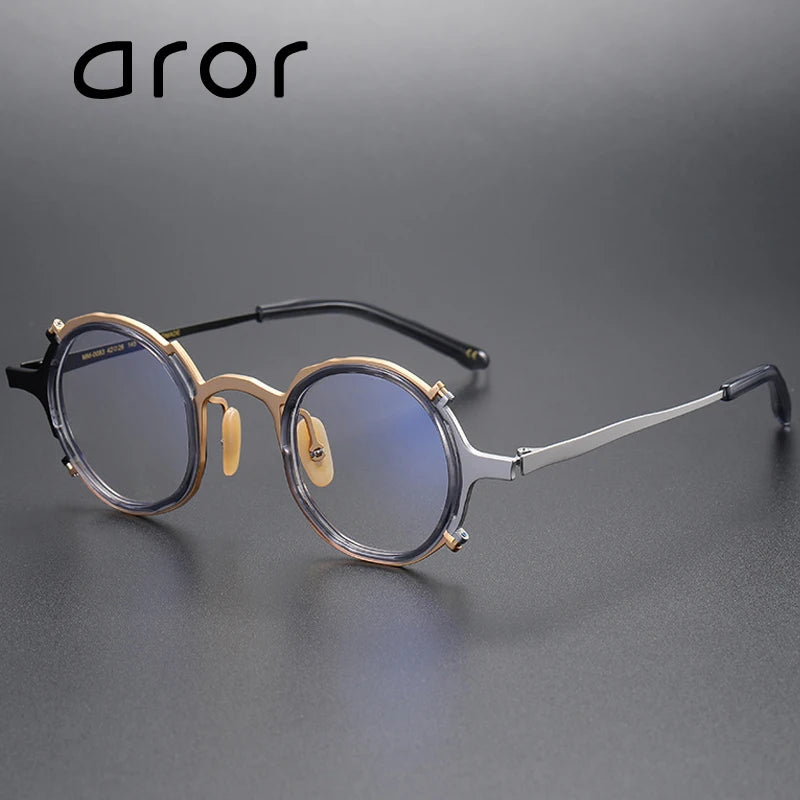 Aror Unisex Full Rim Irregular Round Titanium Eyeglasses 44983 - Lightweight & Durable Titanium Frame for Men & Women - Perfect for Reading, Working & Fashion Accessories