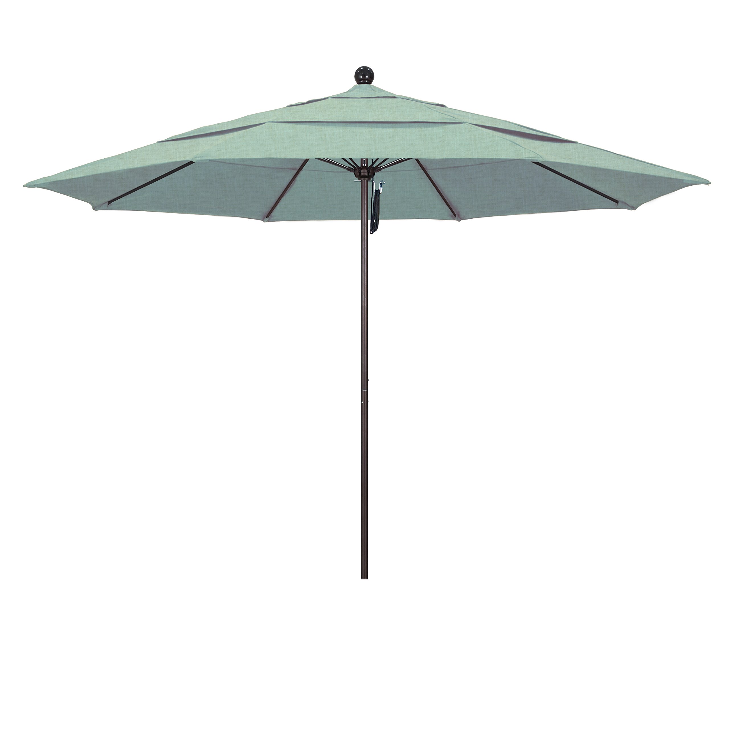 California Umbrella 11' Round Venture Series Commercial-Grade Patio Umbrella with Pulley System, Bronze Finish & Sunbrella Fabric - Perfect for Poolside, Backyard, Restaurant Outdoor Seating and Beach Resorts