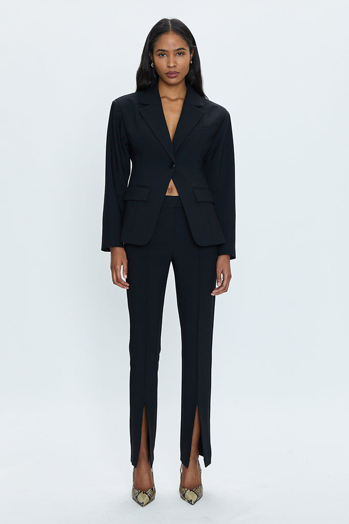 Diana Front Slit Trouser Pants for Women - High Waist Black Dress Pants for Office, Work & Business Casual Outfits