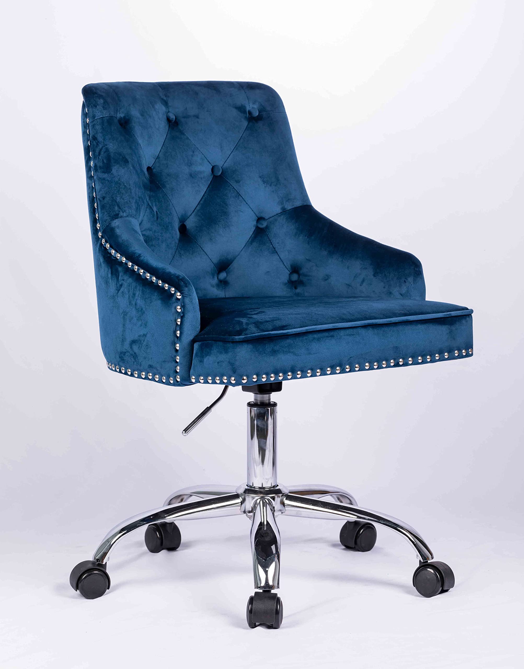Luxury Velvet Office Chair - Tufted Adjustable Swivel Computer Desk Chair with Arms & Nailhead Trim - Ergonomic Home Office Chair for Bedroom, Study, and Vanity Area - Perfect for Working, Gaming, and Relaxing