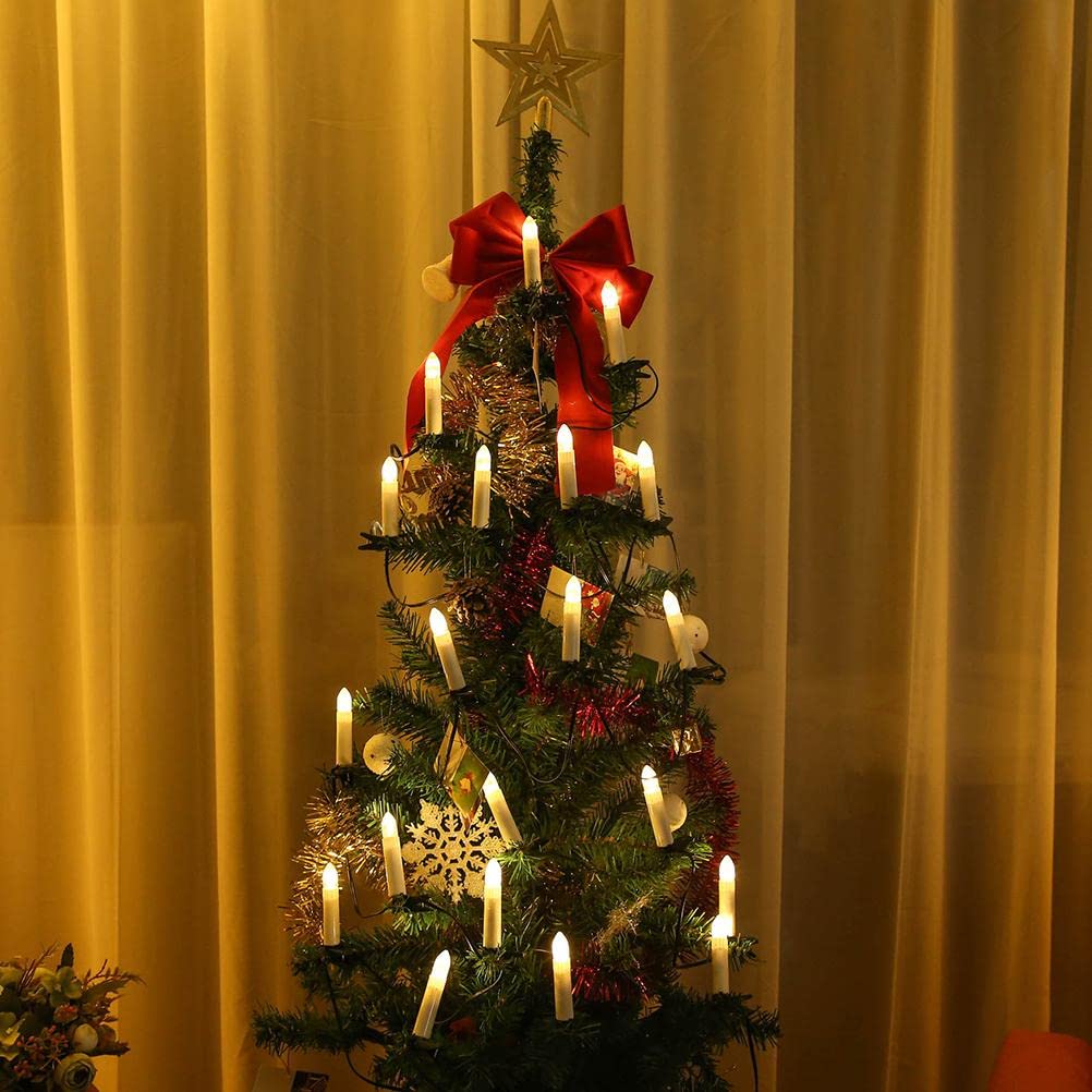 Bticx 25.4FT LED Christmas Tree Candle String Lights - 20 Warm White Flameless Candles with USB Power & Tree Clips | Perfect for Holiday Party Decorations, Home Christmas Tree Lighting, and Festive Indoor/Outdoor Decor
