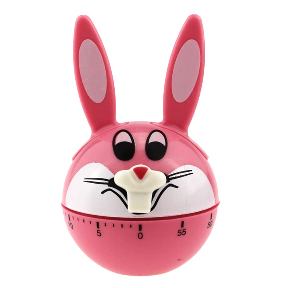 LUOZZY Mechanical Cartoon Kitchen Timer - Manual Cooking Countdown Timer with Alarm - Pink - Perfect for Baking, Cooking, and Classroom Activities