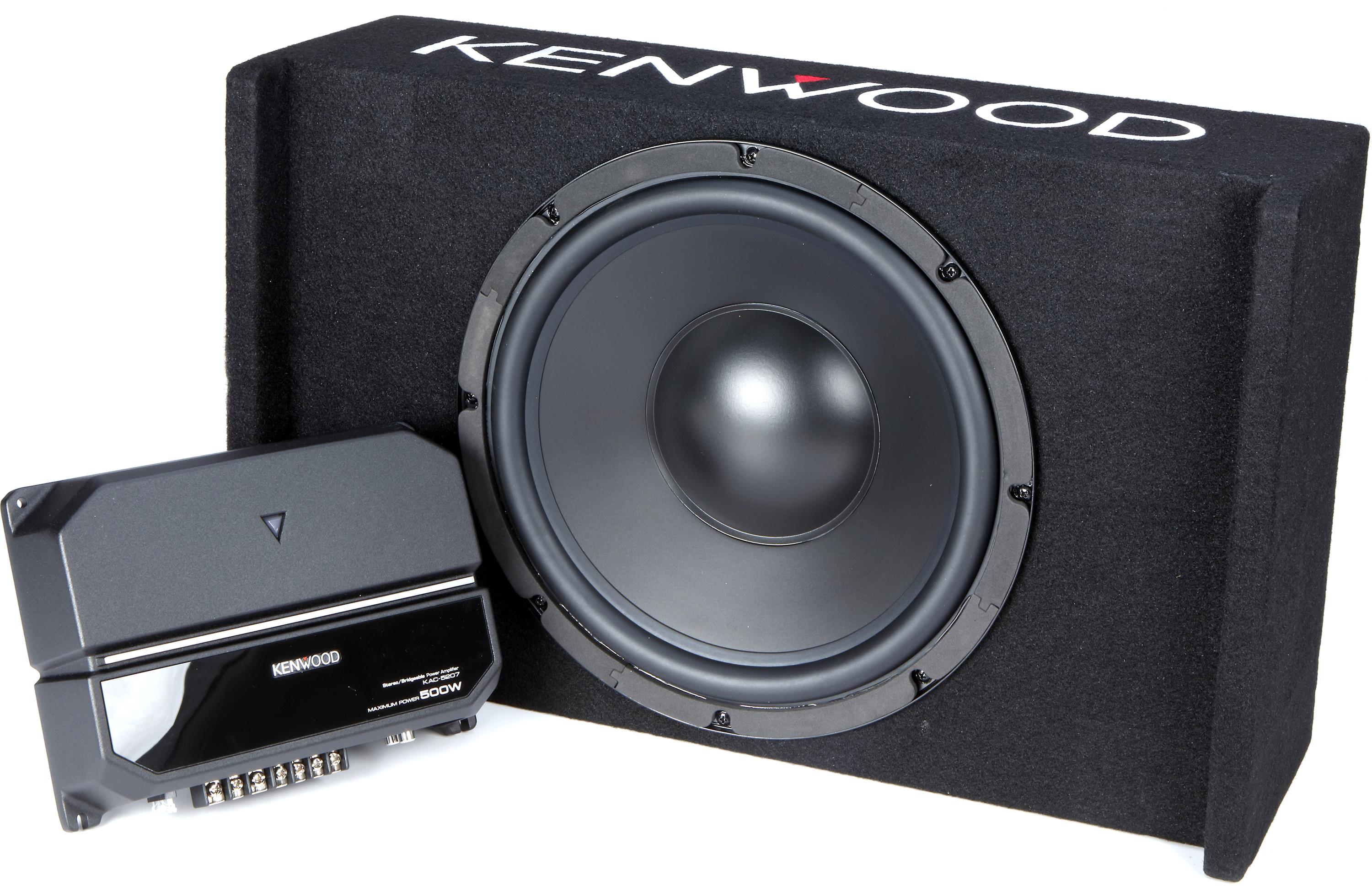 Kenwood P W121B 12-Inch Sealed Subwoofer Enclosure Box with KAC 5207 Amplifier Package - Premium Car Audio System for Deep Bass & Enhanced Sound Quality | Perfect for Trucks, SUVs & Custom Car Stereo Setups