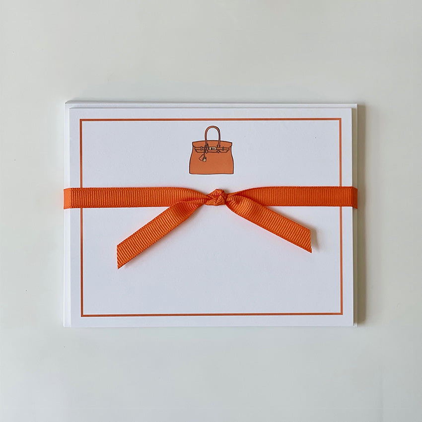Georgetown Paperie | Orange Birkin Flat Note Cards - Elegant Stationery for Thank You Notes, Greetings & Special Occasions